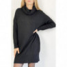 Robe pull noire col roulé effet maille droite longueur parfaite douce chaleureuse et stylée