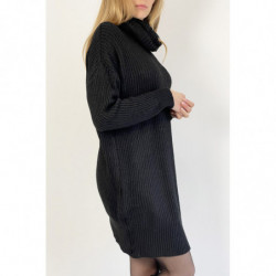 Robe pull noire col roulé effet maille droite longueur parfaite douce chaleureuse et stylée