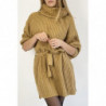 Robe pull camel col roulé effet maille avec ceinture à nouée confortable douce et féminine