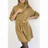 Robe pull camel col roulé effet maille avec ceinture à nouée confortable douce et féminine