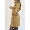 Robe pull camel col roulé effet maille avec ceinture à nouée confortable douce et féminine