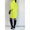 Robe pull jaune fluo col roulé effet maille droite longueur parfaite douce chaleureuse et stylée