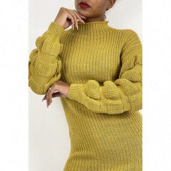 Robe pull jaune moutarde...