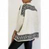 Pull oversize beige à motif grec