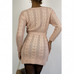 Pull tunique rose en grosse...