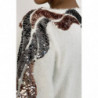 Robe pull blanche duveteux et doux avec motif strass