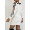 Robe pull blanche duveteux et doux avec motif strass