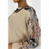 Robe pull camel duveteux et doux avec motif strass