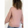 Pull rose pour femme en col V avec motif en dentelle