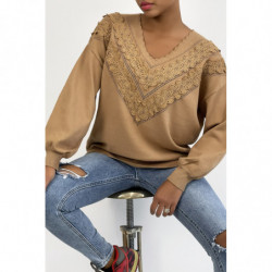 Pull camel pour femme en...