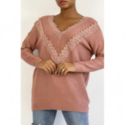 Pull oversize rose avec...