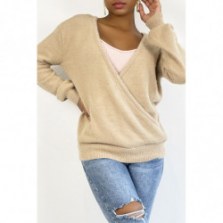 Pull cache coeur taupe...