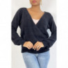 Pull cache coeur noir duveteux et over size