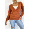 Pull cache coeur cognac duveteux et over size