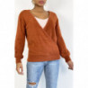 Pull cache coeur cognac duveteux et over size