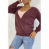 Pull cache coeur bordeaux duveteux et over size