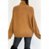 Pull côtelé oversize marron à manches larges