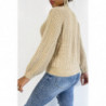 Pull beige à col rond tout doux effet bouffant