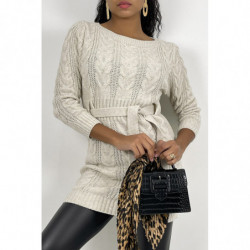 Pull tunique beige en...