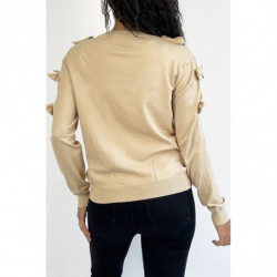 Pull basique beige à noeuds...