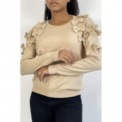 Pull basique beige à noeuds papillons sur les épaules