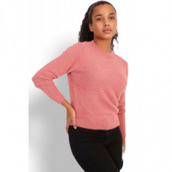 Pull rose saumon très doux à dos nu brodé