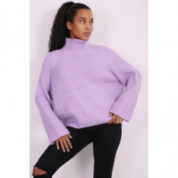 Pull côtelé oversize violet à manches larges