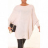 Robe pull beige ample mi-longue col rond