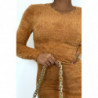 Long pull duveteux moulant camel