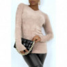 Long pull duveteux moulant taupe