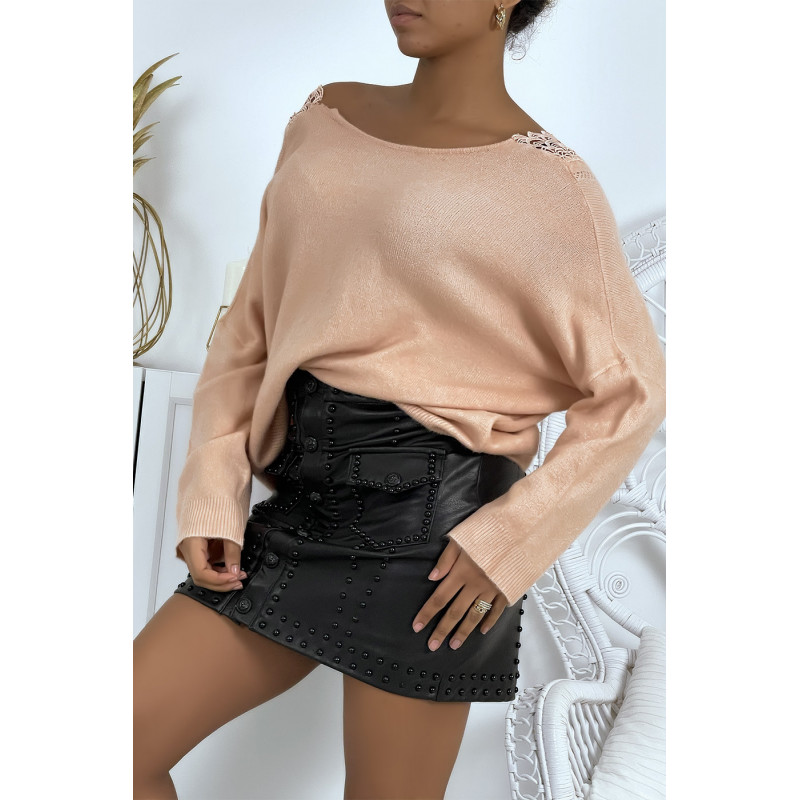 Pull fluide rose en maille douce avec joli dos nu