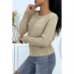 Pull dos nu taupe vetement femme