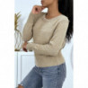 Pull dos nu taupe vetement femme