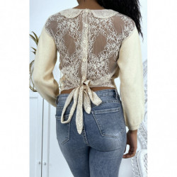 Pull femme beige dos nu en...