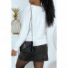 Pull classique col rond blanc femme