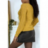 Pull moutarde col rond femme