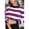 Pull duveteux fuchsia et blanc