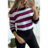 Pull duveteux fuchsia et blanc