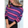 Pull duveteux violet et fuchsia