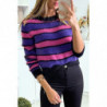 Pull duveteux violet et fuchsia