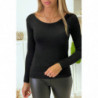 Pull noir col rond en maille tricot très extensible et très doux