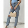 Jeans bleu  loose taille haute destroy