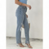 Jeans bleu  loose taille haute destroy