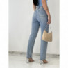 Jeans bleu  loose taille haute destroy