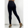 Jeans slim noir élastique avec couture effet push up