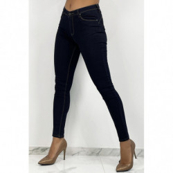 Jeans slim noir élastique avec couture effet push up