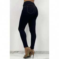 Jeans slim noir élastique avec couture effet push up