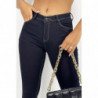 Jeans slim noir élastique avec couture effet push up