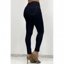 Jeans slim noir élastique avec couture effet push up