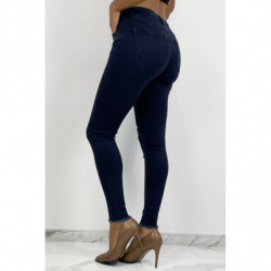 Jeans slim bleu marine à détails déchiré en bas